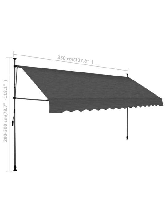 Rankiniu būdu ištraukiama markizė su LED, antracito, 350cm