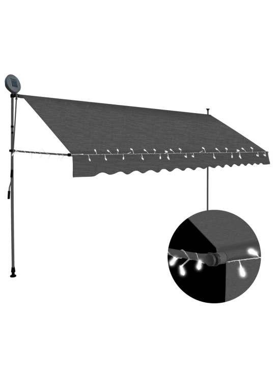 Rankiniu būdu ištraukiama markizė su LED, antracito, 400cm