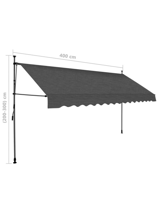 Rankiniu būdu ištraukiama markizė su LED, antracito, 400cm