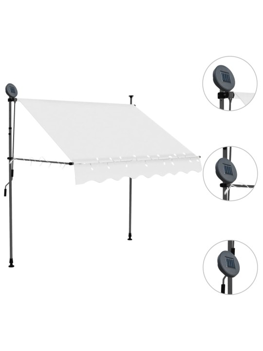 Rankiniu būdu ištraukiama markizė su LED, kreminė, 150cm