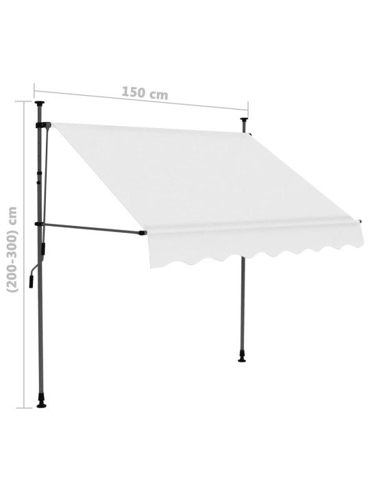 Rankiniu būdu ištraukiama markizė su LED, kreminė, 150cm
