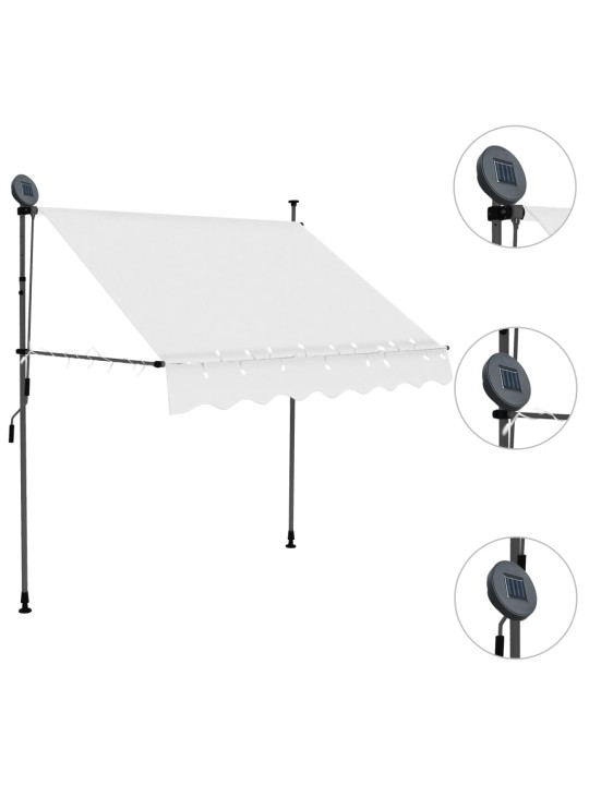 Rankiniu būdu ištraukiama markizė su LED, kreminė, 200cm