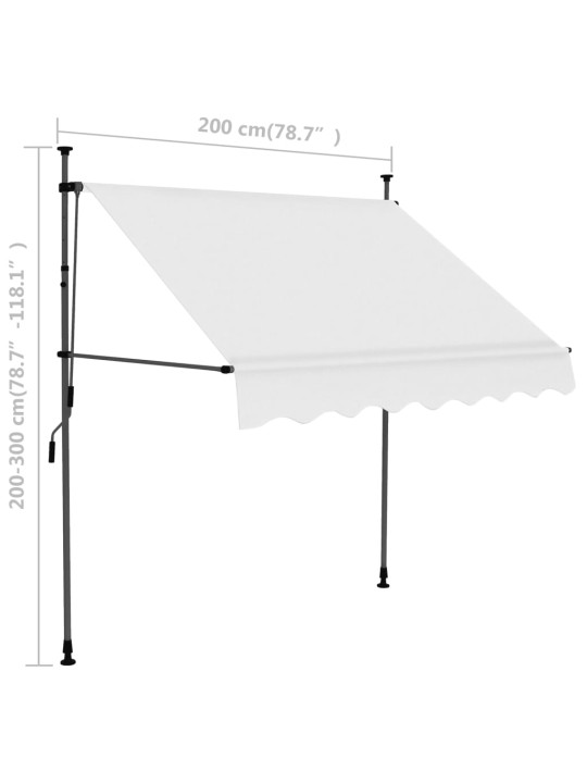Rankiniu būdu ištraukiama markizė su LED, kreminė, 200cm