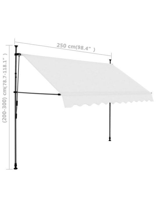 Rankiniu būdu ištraukiama markizė su LED, kreminė, 250cm