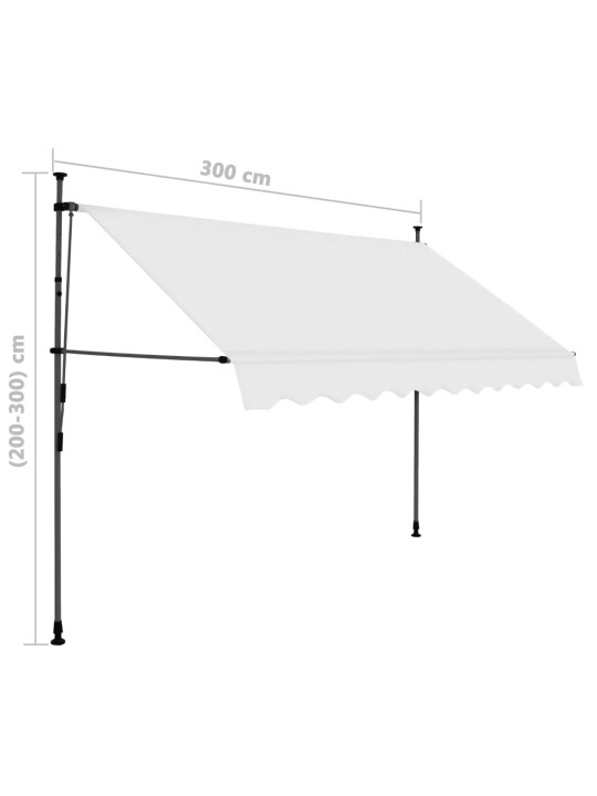 Rankiniu būdu ištraukiama markizė su LED, kreminė, 300cm