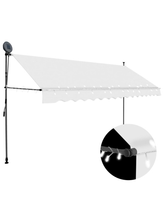 Rankiniu būdu ištraukiama markizė su LED, kreminė, 350cm