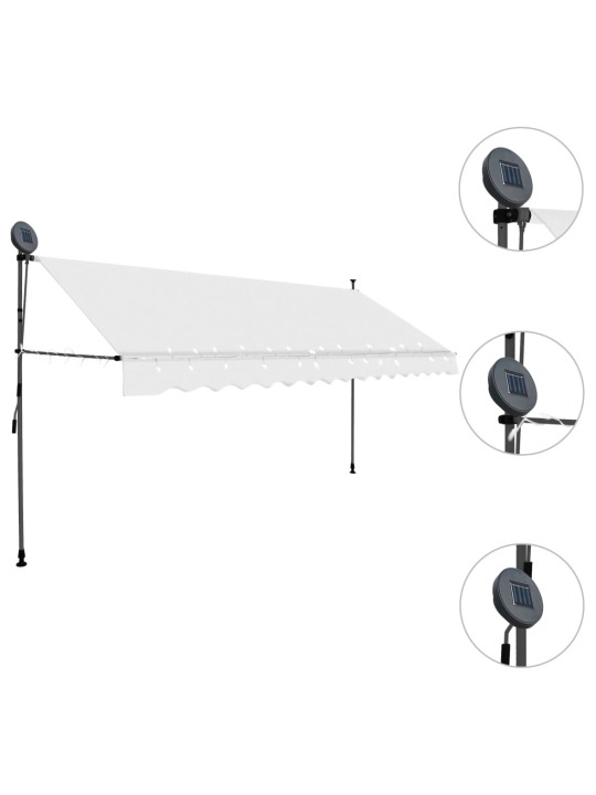 Rankiniu būdu ištraukiama markizė su LED, kreminė, 350cm