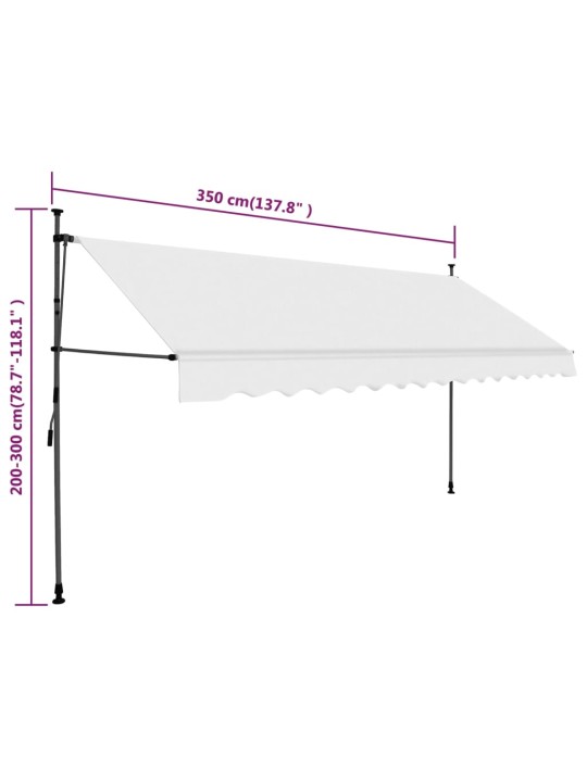 Rankiniu būdu ištraukiama markizė su LED, kreminė, 350cm