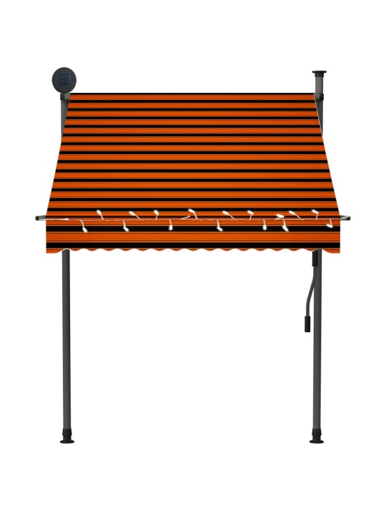 Rankinė ištraukiama markizė su LED, oranžinė ir ruda, 150cm