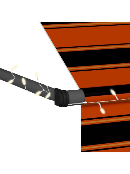Rankinė ištraukiama markizė su LED, oranžinė ir ruda, 150cm