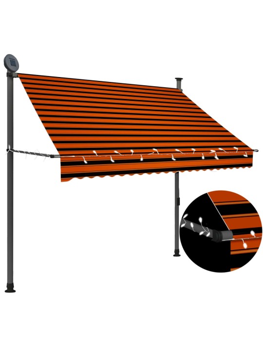 Rankinė ištraukiama markizė su LED, oranžinė ir ruda, 200cm