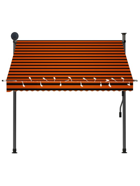 Rankinė ištraukiama markizė su LED, oranžinė ir ruda, 200cm