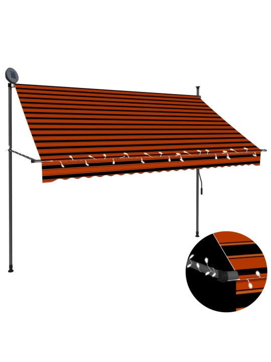 Rankinė ištraukiama markizė su LED, oranžinė ir ruda, 250cm