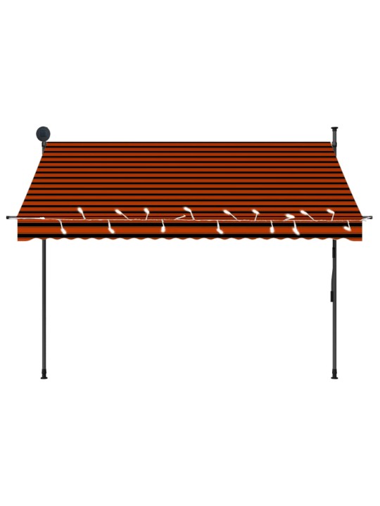Rankinė ištraukiama markizė su LED, oranžinė ir ruda, 250cm