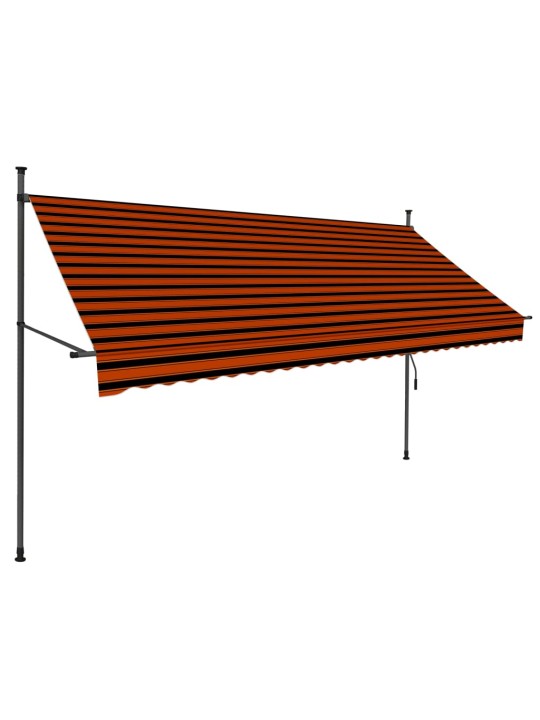 Rankinė ištraukiama markizė su LED, oranžinė ir ruda, 300cm
