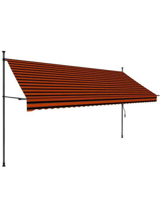 Rankinė ištraukiama markizė su LED, oranžinė ir ruda, 350cm