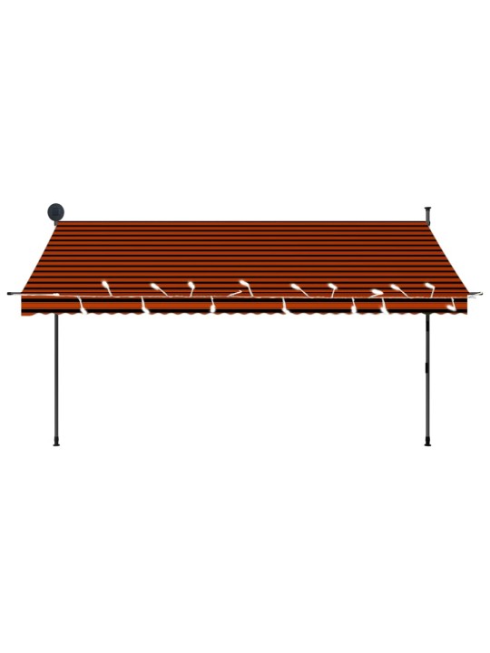 Rankinė ištraukiama markizė su LED, oranžinė ir ruda, 350cm