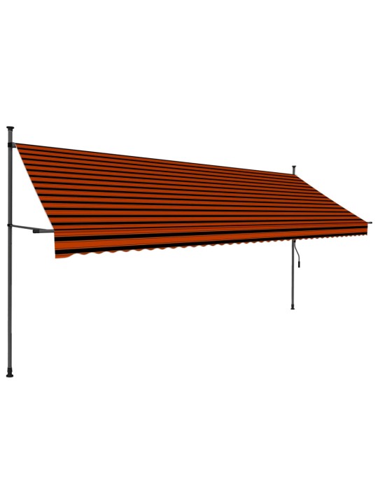 Rankinė ištraukiama markizė su LED, oranžinė ir ruda, 400cm