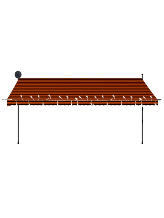 Rankinė ištraukiama markizė su LED, oranžinė ir ruda, 400cm