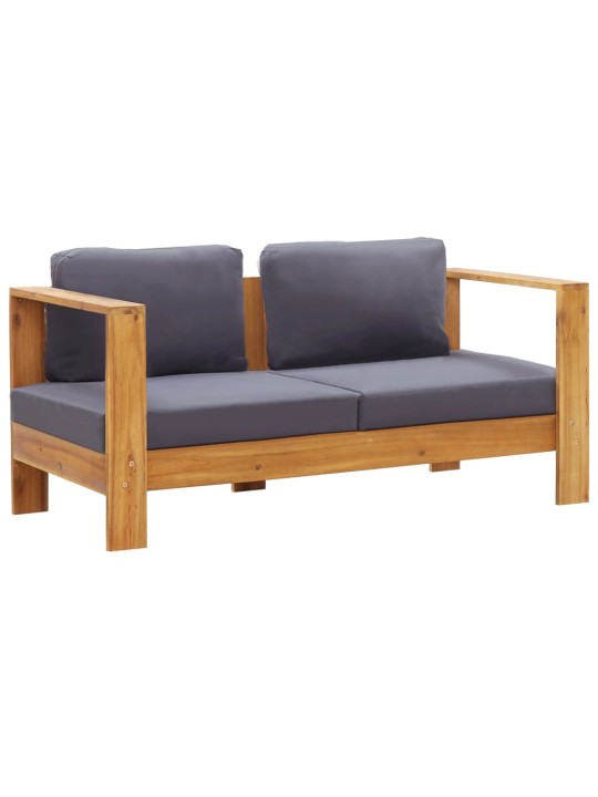 Sodo sofa-suoliukas su pagalvėmis, 140cm, pilka, akacija