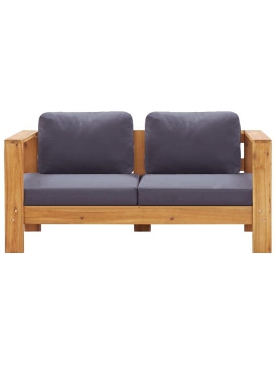 Sodo sofa-suoliukas su pagalvėmis, 140cm, pilka, akacija