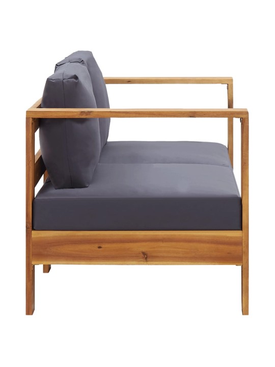 Sodo sofa-suoliukas su pagalvėmis, 140cm, pilka, akacija