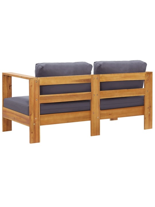 Sodo sofa-suoliukas su pagalvėmis, 140cm, pilka, akacija