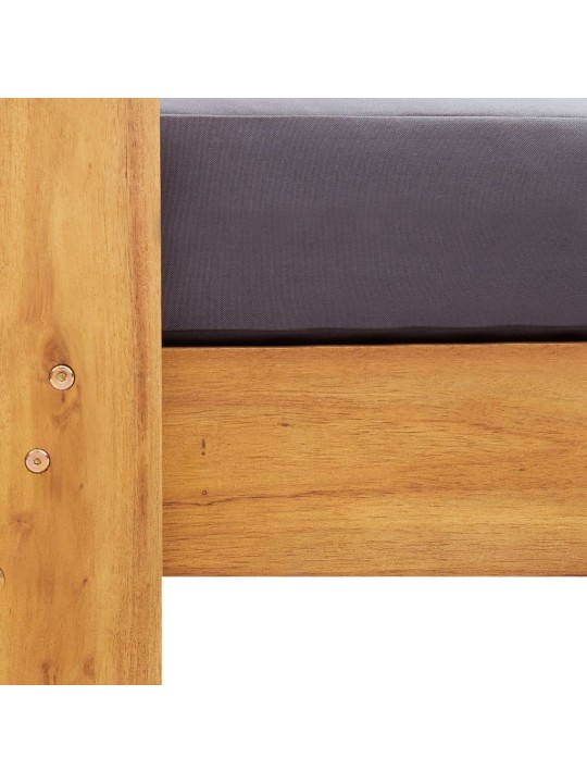 Sodo sofa-suoliukas su pagalvėmis, 140cm, pilka, akacija