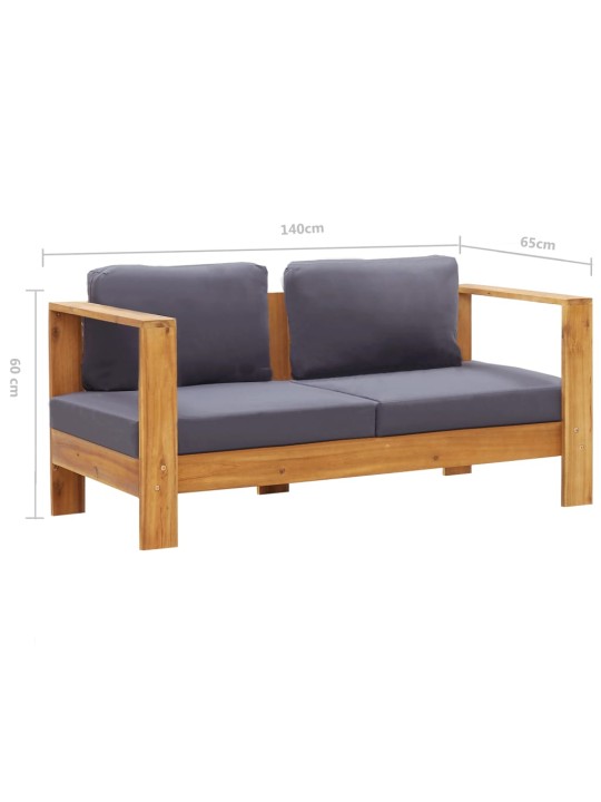 Sodo sofa-suoliukas su pagalvėmis, 140cm, pilka, akacija