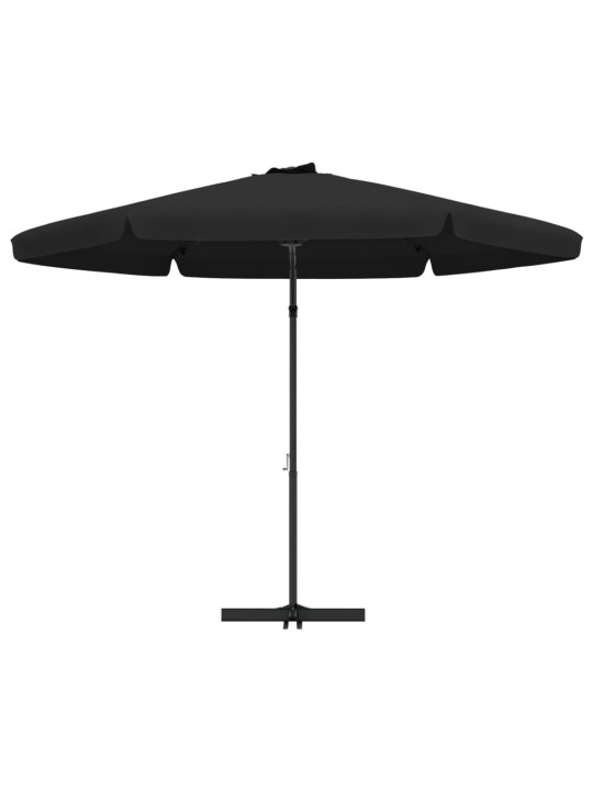 Sodo skėtis nuo saulės su plieniniu stulpu, juodas, 300cm