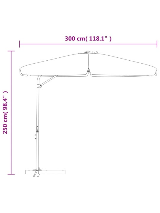 Sodo skėtis nuo saulės su plieniniu stulpu, juodas, 300cm