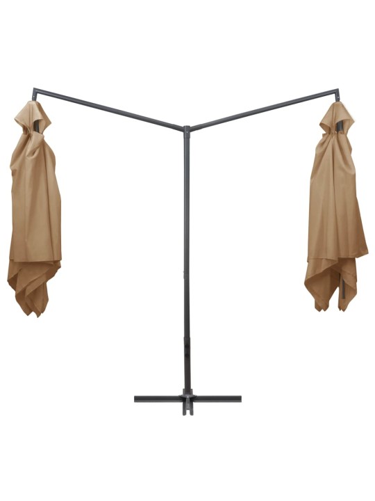 Dvigubas skėtis su plieniniu stulpu, taupe spalvos, 250x250cm
