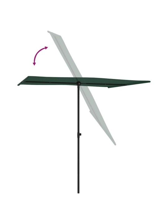 Sodo skėtis nuo saulės su aliuminio stulpu, žalias, 2x1,5m