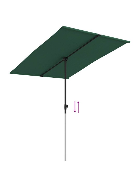 Sodo skėtis nuo saulės su aliuminio stulpu, žalias, 2x1,5m