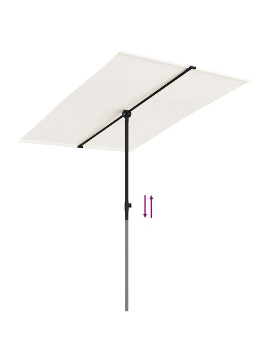 Sodo skėtis nuo saulės su aliuminio stulpu, smėlio, 2x1,5m