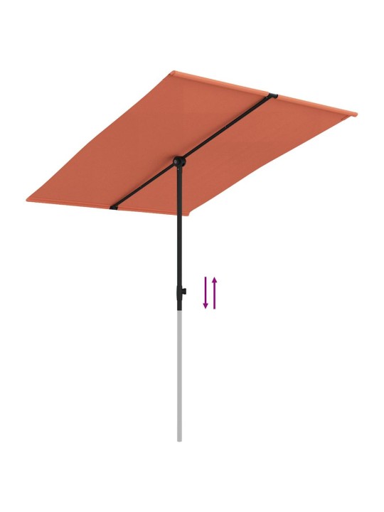 Sodo skėtis nuo saulės su aliuminio stulpu, terakota, 2x1,5m