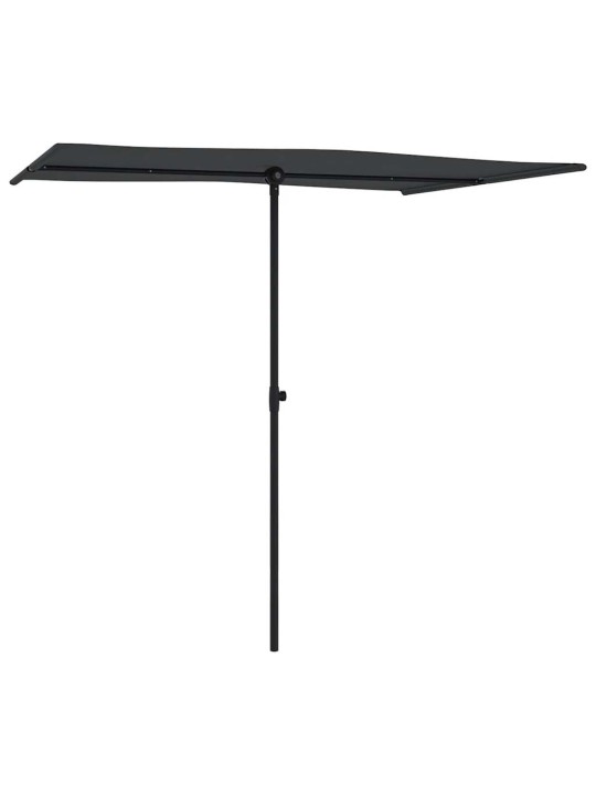 Sodo skėtis nuo saulės su aliuminio stulpu, juodas, 2x1,5m