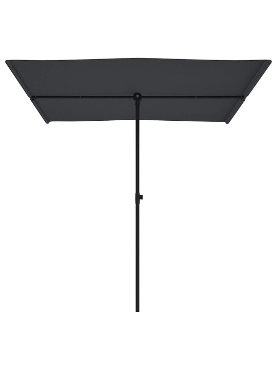 Sodo skėtis nuo saulės su aliuminio stulpu, juodas, 2x1,5m