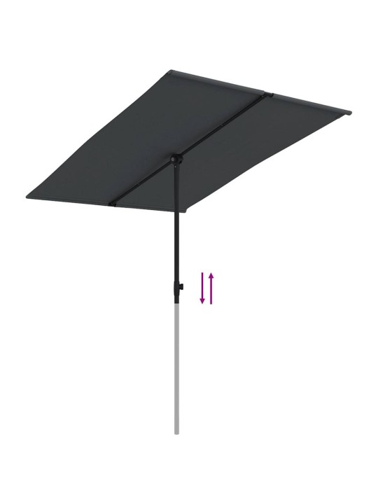 Sodo skėtis nuo saulės su aliuminio stulpu, juodas, 2x1,5m