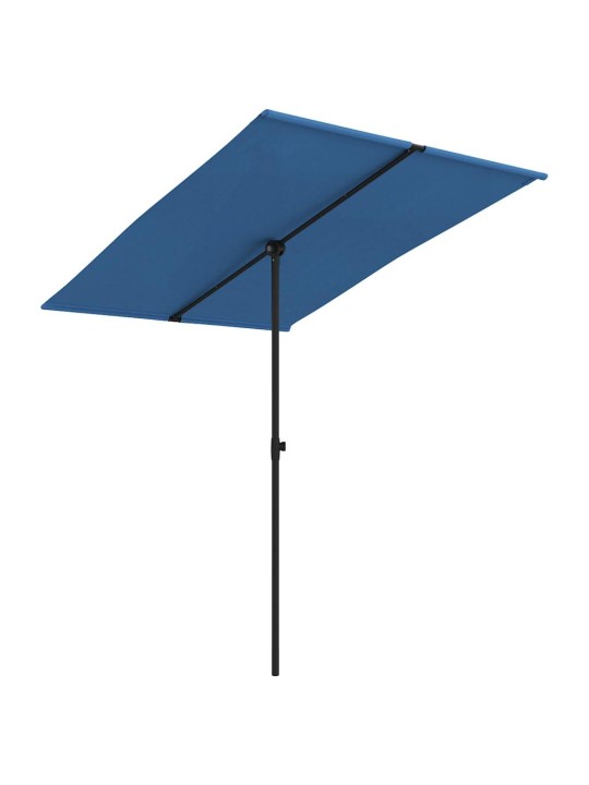 Sodo skėtis nuo saulės su aliuminio stulpu, mėlynas, 2x1,5m