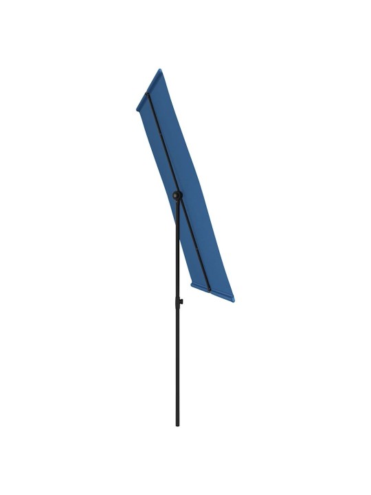 Sodo skėtis nuo saulės su aliuminio stulpu, mėlynas, 2x1,5m