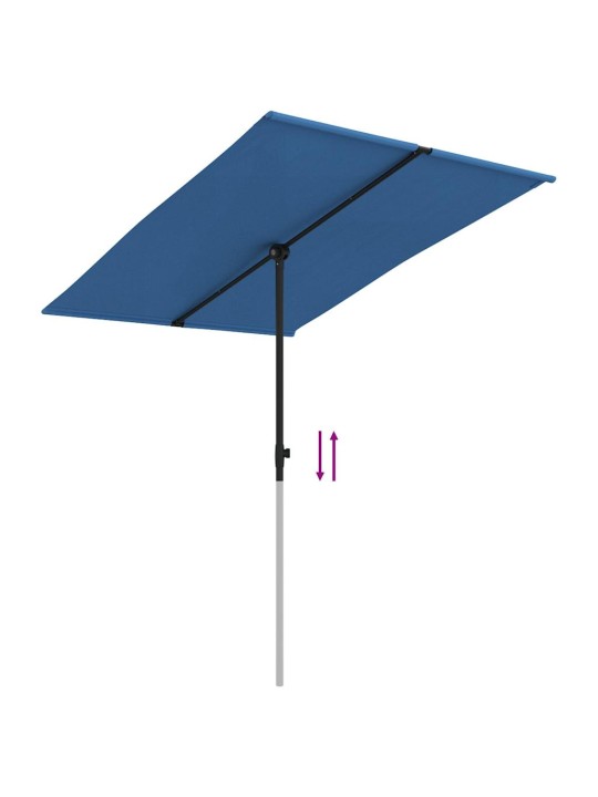 Sodo skėtis nuo saulės su aliuminio stulpu, mėlynas, 2x1,5m
