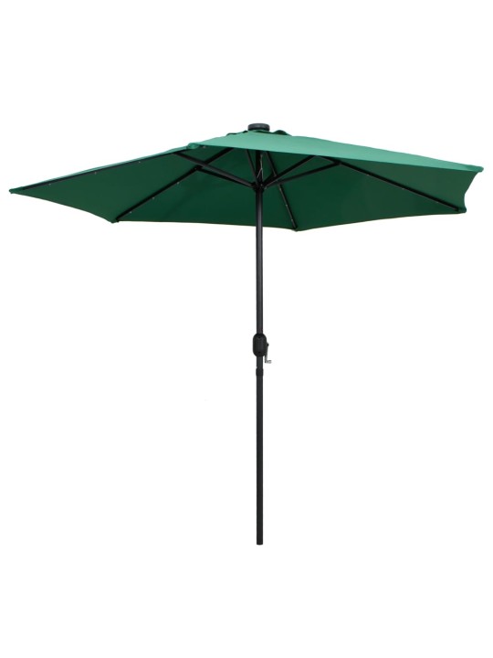 Skėtis su LED lemputėmis ir aliuminio stulpu, žalias, 270cm