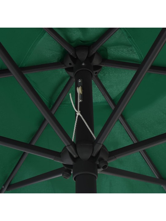 Skėtis su LED lemputėmis ir aliuminio stulpu, žalias, 270cm