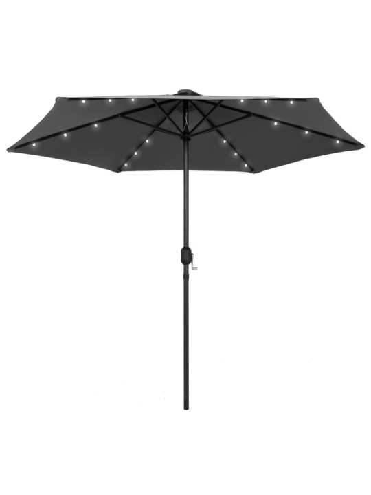 Skėtis su LED lemputėmis ir aliuminio stulpu, antracito, 270cm