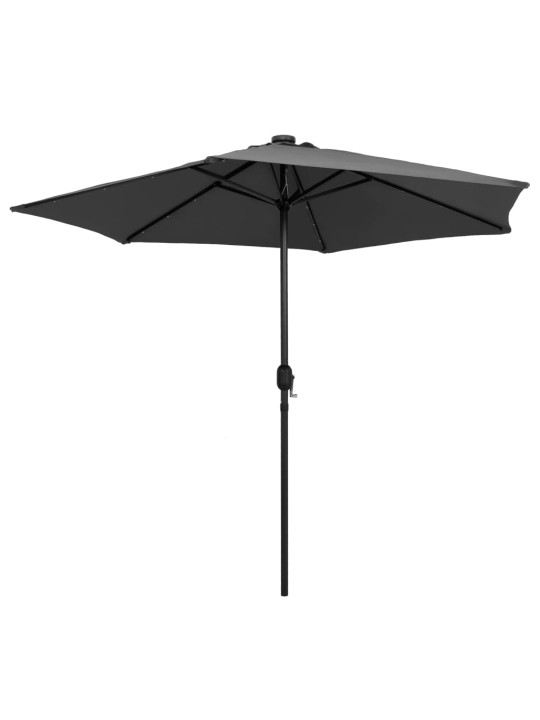 Skėtis su LED lemputėmis ir aliuminio stulpu, antracito, 270cm