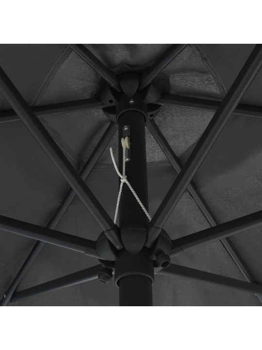Skėtis su LED lemputėmis ir aliuminio stulpu, antracito, 270cm