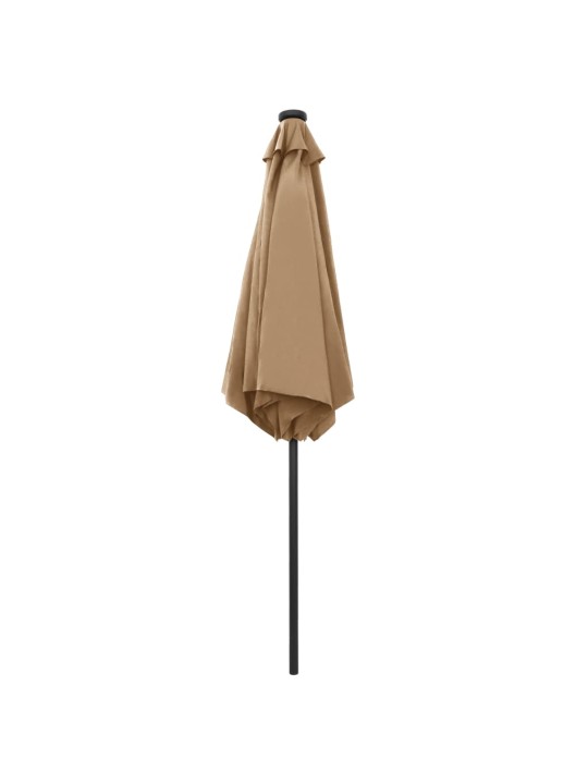 Skėtis su LED lemputėmis ir aliuminio stulpu, taupe, 270cm