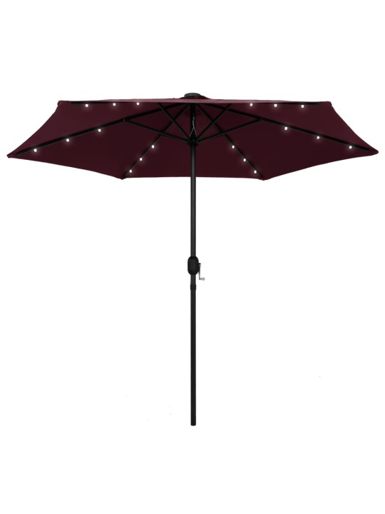 Skėtis su LED lemputėmis ir aliuminio stulpu, raudonas, 270cm
