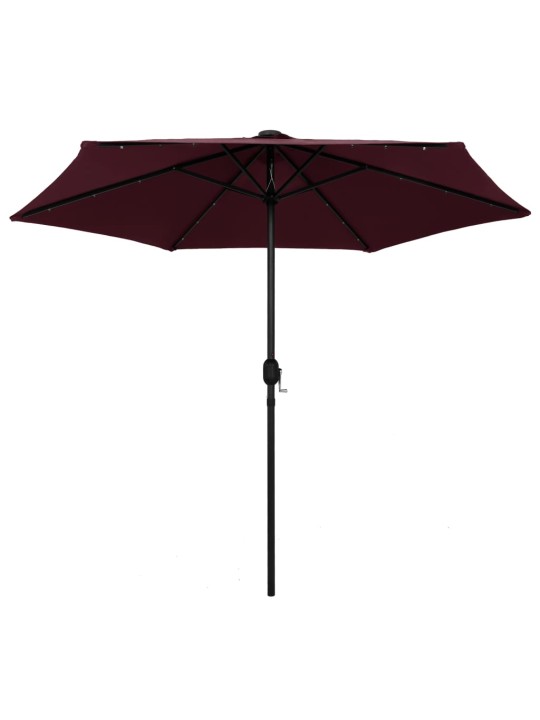 Skėtis su LED lemputėmis ir aliuminio stulpu, raudonas, 270cm